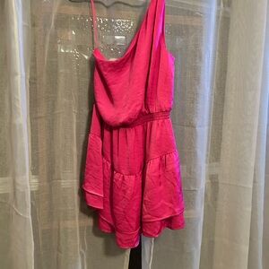 Steve Madden Pink Asymmetrical Ruffled Sundress